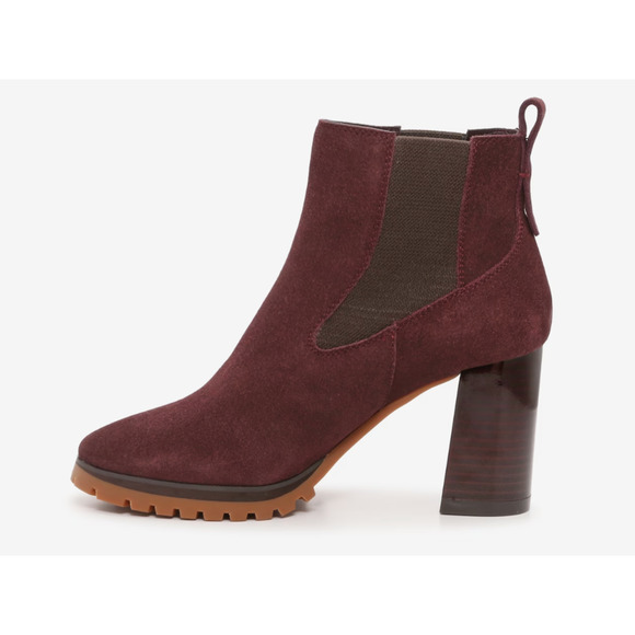 NWT Sanctuary Ravish Suede Chelsea Heel Boot 8 Burgundy Red Bootie Ankle Lug 90s - Picture 6 of 10